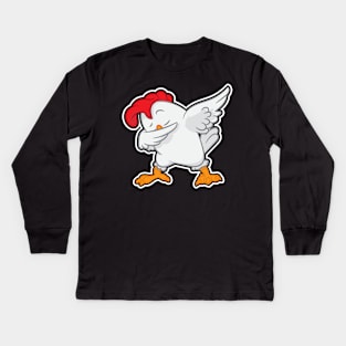 Dabbing Chicken Dance Dancing Chick Kids Long Sleeve T-Shirt